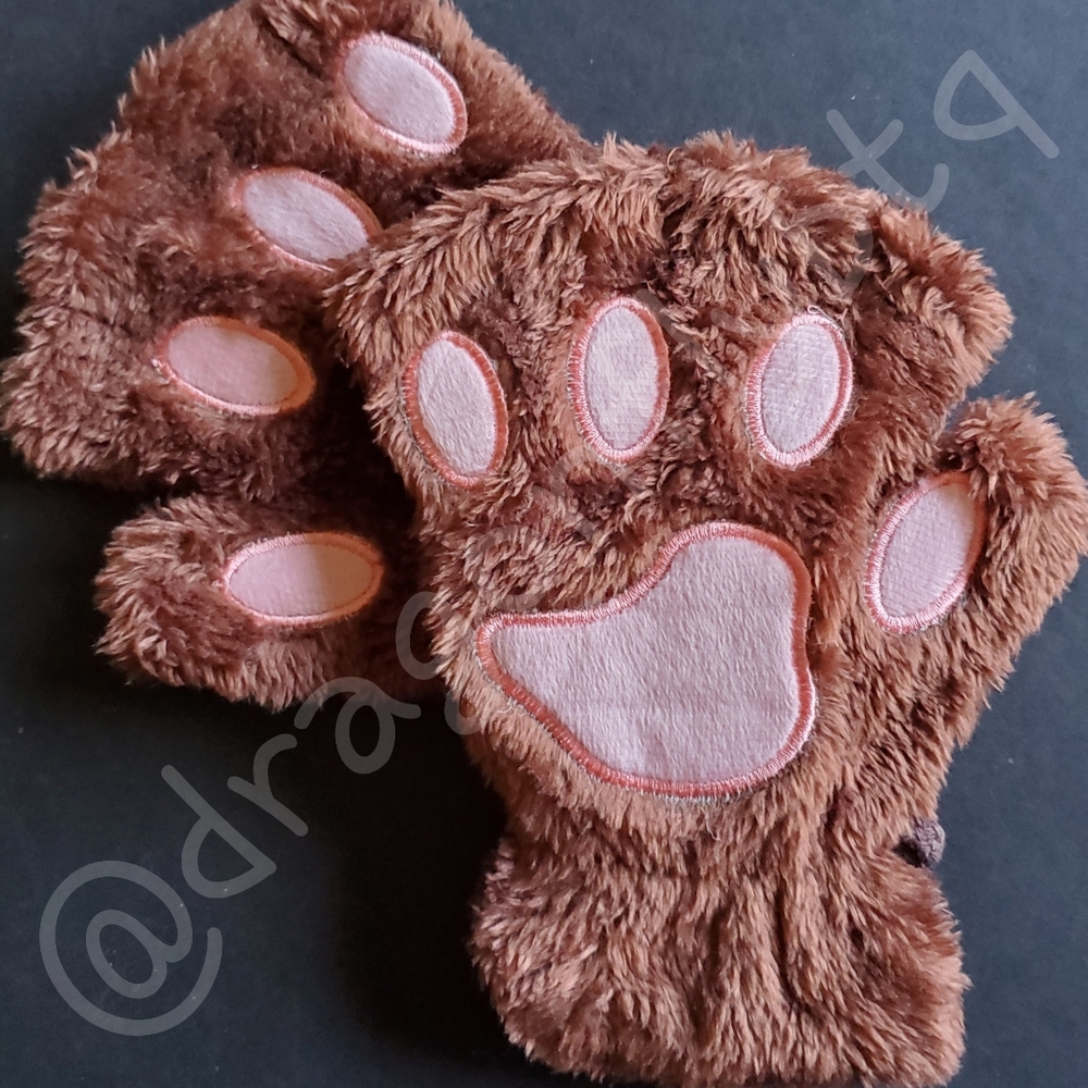 NEW Brown & Pink Paw Gloves